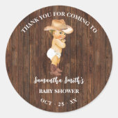Sticker Rond Merci pour le prochain Baby shower occidental Cowb (Devant)