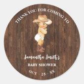 Sticker Rond Merci pour le prochain Baby shower occidental Cowb (Devant)