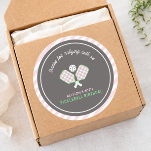 Sticker Rond Merci pour le rallye de pickleball rose et vert