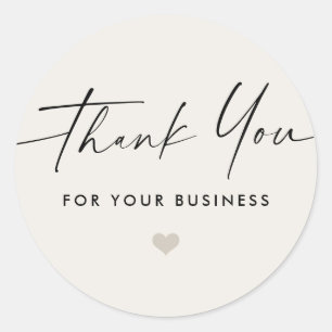 Sticker Rond Merci pour le script commercial cœur clair marron