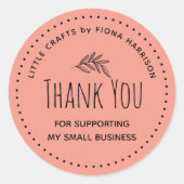 Sticker Rond Merci Pour Le Soutien À Ma Petite Entreprise (Devant)