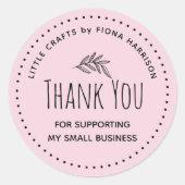 Sticker Rond Merci Pour Le Soutien À Ma Petite Entreprise (Devant)