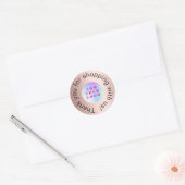 Sticker Rond Merci pour les achats logo commercial or rose (Enveloppe)