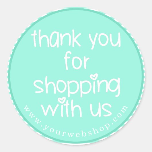 Sticker Rond Merci pour les achats - Turquoise Web Business (Devant)