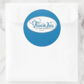 Sticker Rond Merci Pour Les Affaires, Script Bleu (Sac)