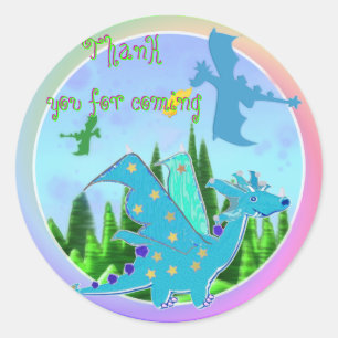 Sticker Rond Merci pour les couleurs arc-en-ciel du Dragon Bleu