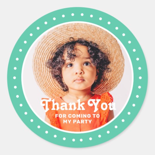 Sticker Rond Merci Pour Les Points Modernes À Venir Photo Perso (Devant)