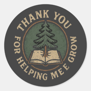 Sticker Rond Merci pour m'aider à grandir Chemise enseignant