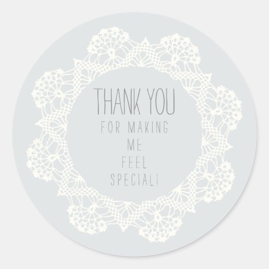 Sticker Rond Merci pour me faire sentir spécial gris pâle (Devant)