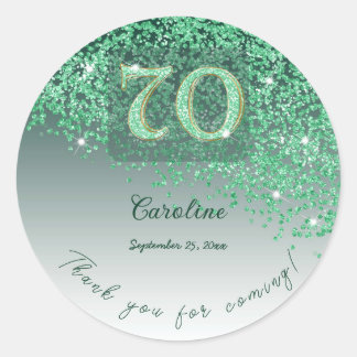 Sticker Rond Merci pour mes 70 ans - Glace Menthe Pailletée