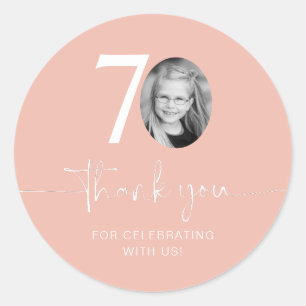 Sticker Rond Merci pour mes 70 ans Rose