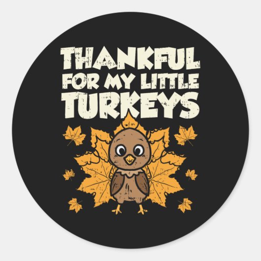 Sticker Rond Merci Pour Mes Petites Dindons Thanksgiving Teache (Devant)