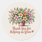 Sticker rond "Merci pour nous aider à croître" (Devant)