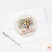 Sticker rond "Merci pour nous aider à croître" (Enveloppe)