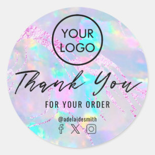Sticker Rond merci pour opal pourple foil