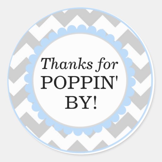 Sticker Rond Merci Pour Poppin By, Baby shower D'Impression Che (Devant)