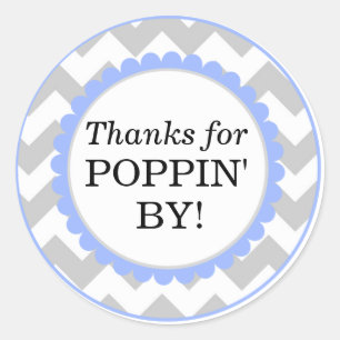 Sticker Rond Merci pour Poppin par, baby shower d'impression de