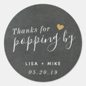 Sticker Rond Merci pour Popping par Wedding Favor Chalkboard (Devant)
