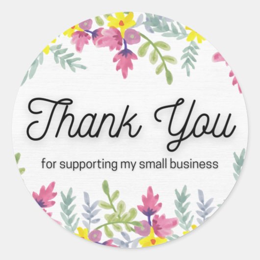 Sticker Rond Merci pour soutenir ma petite entreprise florale (Devant)