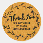 Sticker Rond Merci pour soutenir ma petite entreprise Vegan (Devant)