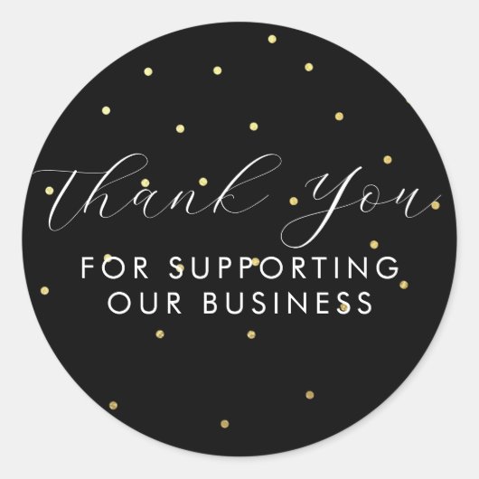 Sticker Rond Merci Pour Soutenir Nos Points D'Affaires Noir (Devant)
