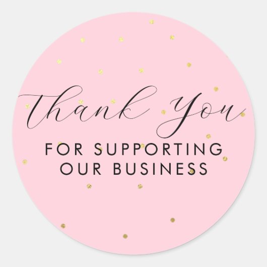 Sticker Rond Merci Pour Soutenir Nos Points D'Affaires Rose (Devant)
