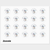 Sticker Rond Merci pour Stomping By Dinosaur Baby shower Blue (Feuille)