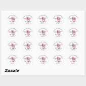 Sticker Rond Merci pour Stomping By Dinosaur Baby shower rose (Feuille)