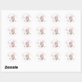 Sticker Rond Merci pour Stomping By Dinosaur Girl Baby shower (Feuille)
