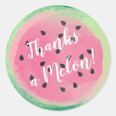 Sticker Rond Merci pour un Melon Aquarelle Pastèque Écriture (Devant)