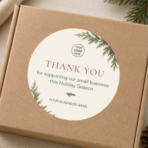 Sticker Rond Merci pour un Noël moderne pour petite entreprise