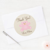 Sticker Rond Merci Pour Venir Baby shower Fille Ours Teddy (Enveloppe)