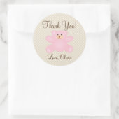 Sticker Rond Merci Pour Venir Baby shower Fille Ours Teddy (Sac)