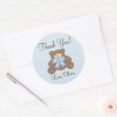 Sticker Rond Merci Pour Venir Baby shower Garçon Teddy Bear (Enveloppe)