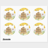 Sticker Rond Merci pour venir Bee Theme Anniversaire (Feuille)