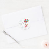 Sticker Rond Merci pour venir fille avec ballons amour (Enveloppe)