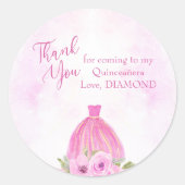 Sticker Rond Merci pour venir Pink Floral Princess Editable (Devant)