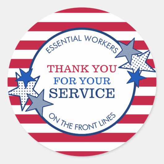 Sticker Rond Merci pour vos étoiles de service essentielles (Devant)