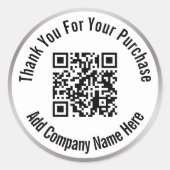 Sticker Rond Merci Pour Votre Achat Code QR Argent Et Blanc (Devant)