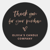 Sticker Rond Merci pour votre achat | Coeur de script décontrac (Devant)