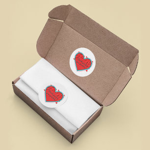 Sticker Rond Merci pour votre achat fleurs de cœur pastel