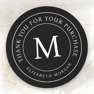 Sticker Rond Merci Pour Votre Achat Monogramme Moderne