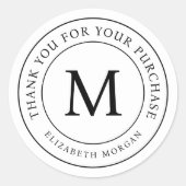 Sticker Rond Merci Pour Votre Achat Monogramme Moderne (Devant)