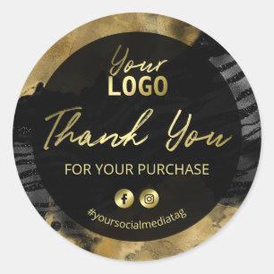Sticker Rond Merci Pour Votre Achat Noir Et Or