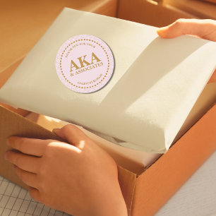 Sticker Rond Merci pour votre achat Pink Gold Monogramme