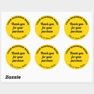 Sticker Rond Merci pour votre achat sur Jaune