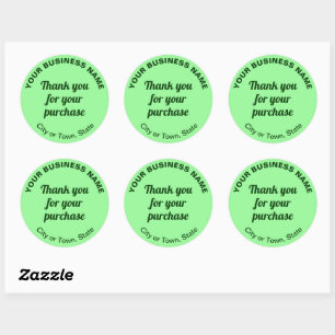 Sticker Rond Merci pour votre achat sur vert clair
