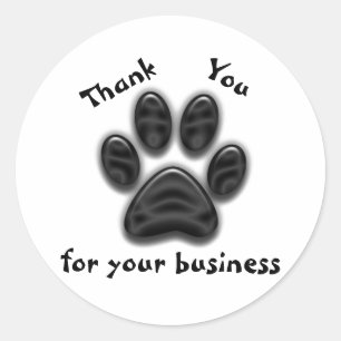 Sticker Rond Merci pour Votre Affaire Empreinte de Patte de Chi