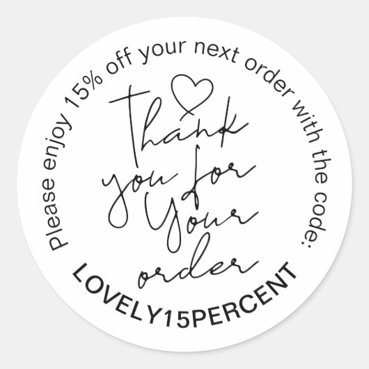 Sticker Rond Merci pour votre code Promo de script tendance de  (Devant)