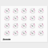 Sticker Rond Merci pour votre commande avec papillon rose (Feuille)